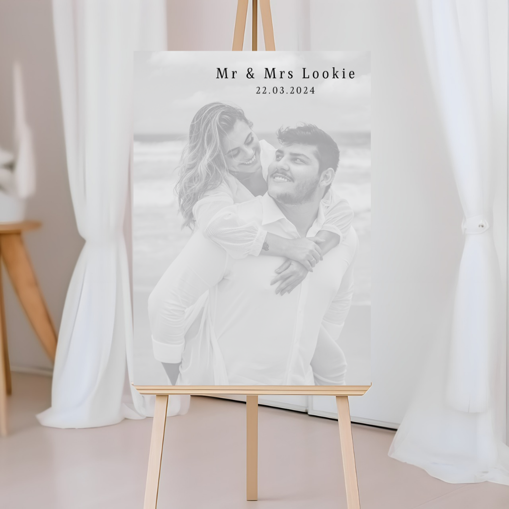 Wedding Day/Engagement Black & White Photo Welcome Entrance Board Sign | Personalised Wedding Engagement Event Board Sign | A4, A3, A2