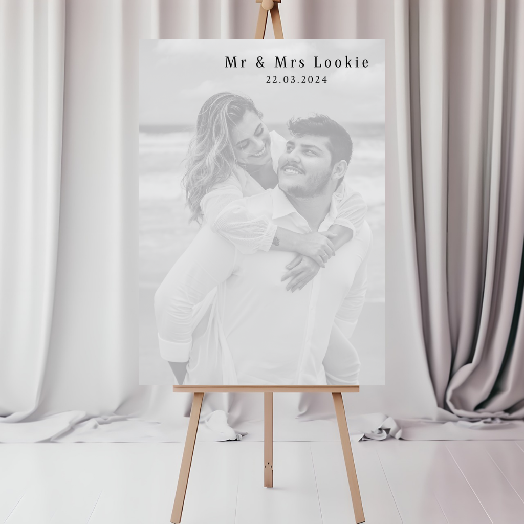 Wedding Day/Engagement Black & White Photo Welcome Entrance Board Sign | Personalised Wedding Engagement Event Board Sign | A4, A3, A2