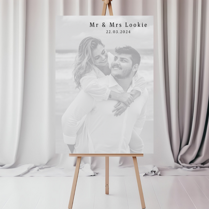 Wedding Day/Engagement Black & White Photo Welcome Entrance Board Sign | Personalised Wedding Engagement Event Board Sign | A4, A3, A2
