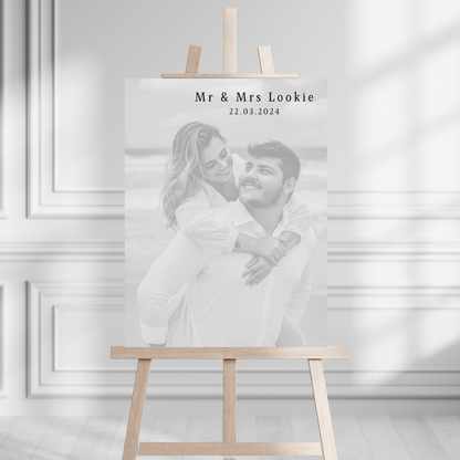 Wedding Day/Engagement Black & White Photo Welcome Entrance Board Sign | Personalised Wedding Engagement Event Board Sign | A4, A3, A2