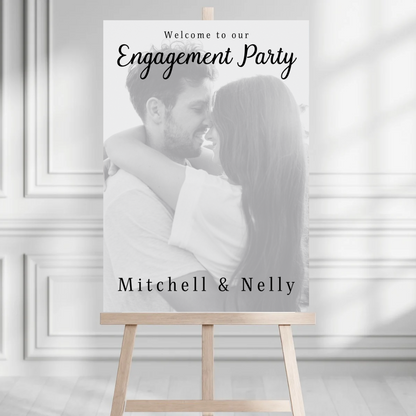 Engagement Day Black & White Photo Welcome Entrance Board Sign | Personalised Engagement Event Board Sign | A4, A3, A2