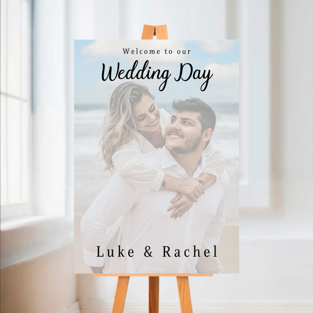 Wedding Day Colour Photo Welcome Entrance Board Sign | Personalised Wedding Event Board Sign | A4, A3, A2