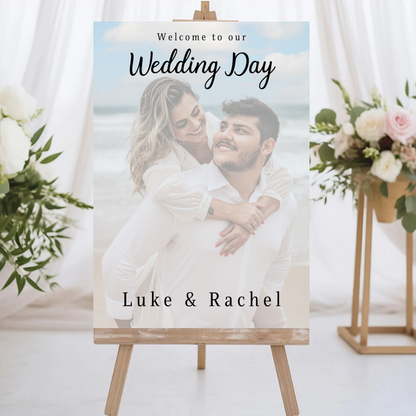 Wedding Day Colour Photo Welcome Entrance Board Sign | Personalised Wedding Event Board Sign | A4, A3, A2