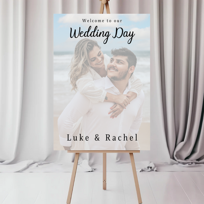 Wedding Day Colour Photo Welcome Entrance Board Sign | Personalised Wedding Event Board Sign | A4, A3, A2