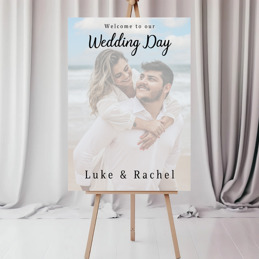 Wedding Day Colour Photo Welcome Entrance Board Sign | Personalised Wedding Event Board Sign | A4, A3, A2