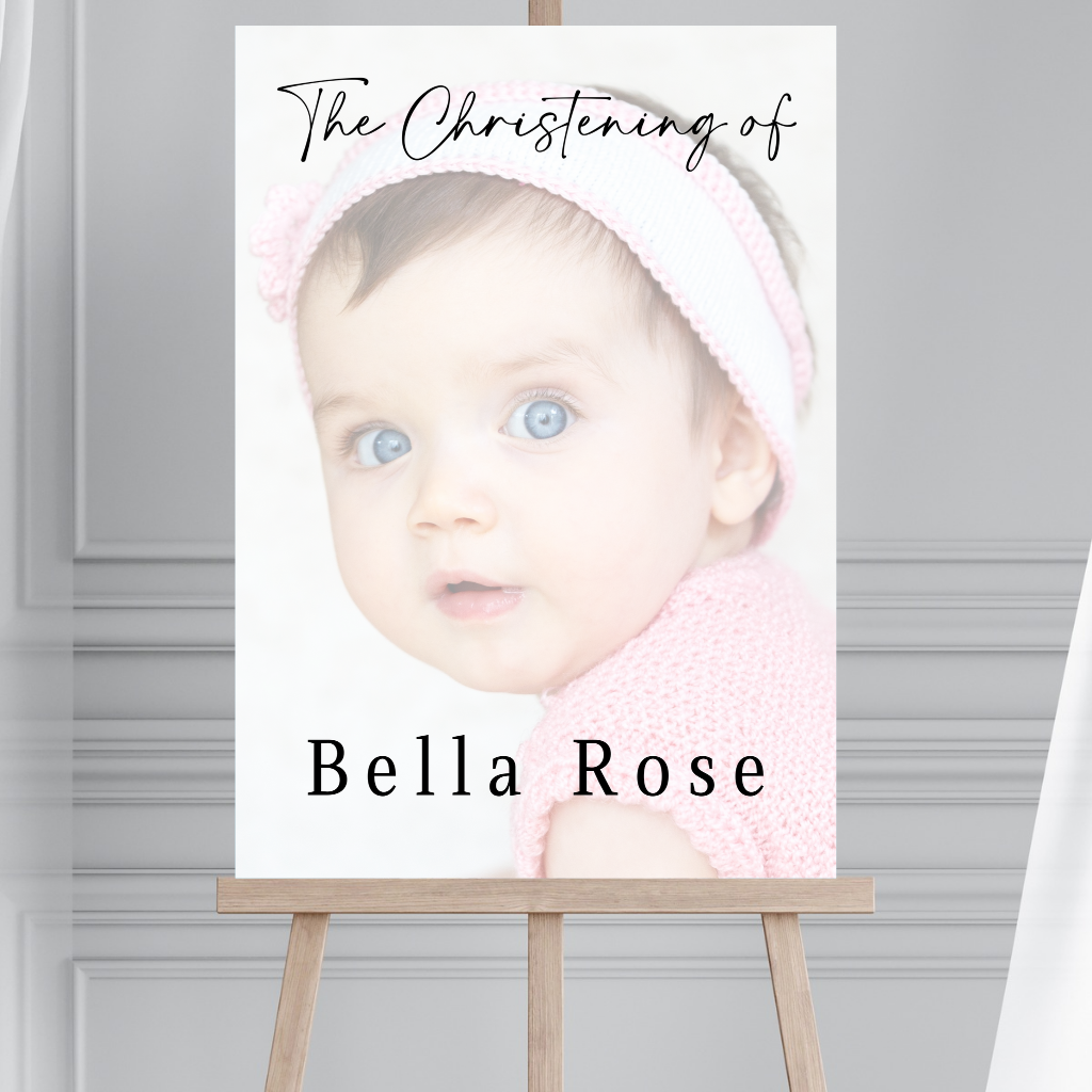 Colour Photo Board | Christening, Baptism, Holy Communion Welcome Board Sign | Personalised Party Board | A4, A3, A2