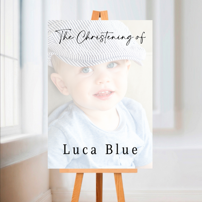 Colour Photo Board | Christening, Baptism, Holy Communion Welcome Board Sign | Personalised Party Board | A4, A3, A2