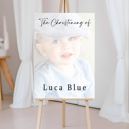 Colour Photo Board | Christening, Baptism, Holy Communion Welcome Board Sign | Personalised Party Board | A4, A3, A2