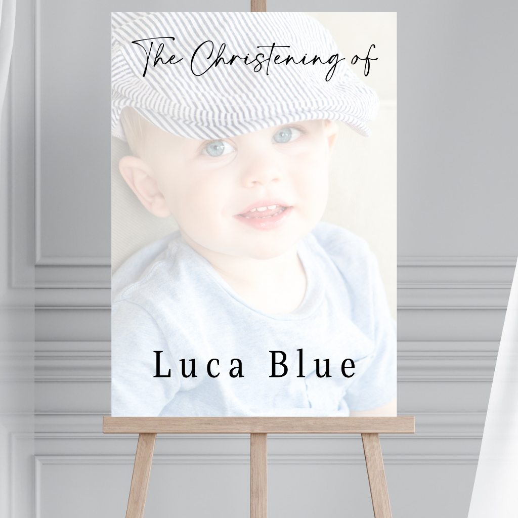 Colour Photo Board | Christening, Baptism, Holy Communion Welcome Board Sign | Personalised Party Board | A4, A3, A2