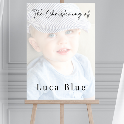 Colour Photo Board | Christening, Baptism, Holy Communion Welcome Board Sign | Personalised Party Board | A4, A3, A2