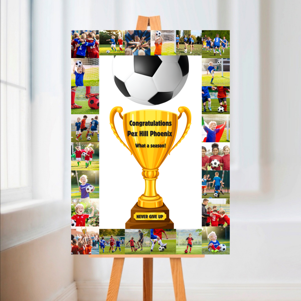Football Image Photo Collage Welcome Board Sign | Personalised Football Presentation Night Sign | A4, A3, A2