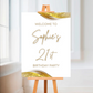 White & Gold Welcome Board Sign | Personalised Birthday Board | Birthday Party Sign | A4, A3, A2