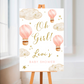 Baby Pink Hot Air Balloon Baby Shower Welcome Board Sign | Personalised Baby Shower Board | Party Sign | A4, A3, A2