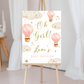 Baby Pink Hot Air Balloon Baby Shower Welcome Board Sign | Personalised Baby Shower Board | Party Sign | A4, A3, A2