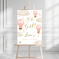 Baby Pink Hot Air Balloon Baby Shower Welcome Board Sign | Personalised Baby Shower Board | Party Sign | A4, A3, A2
