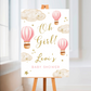 Dark Pink Hot Air Balloon Baby Shower Welcome Board Sign | Personalised Baby Shower Board | Party Sign | A4, A3, A2