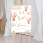 Dark Pink Hot Air Balloon Baby Shower Welcome Board Sign | Personalised Baby Shower Board | Party Sign | A4, A3, A2