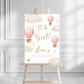Dark Pink Hot Air Balloon Baby Shower Welcome Board Sign | Personalised Baby Shower Board | Party Sign | A4, A3, A2