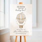 Neutral Beige Hot Air Balloon Gender Reveal Welcome Board Sign | Personalised Gender Reveal Board | Party Sign | A4, A3, A2