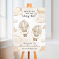 Beige Hot Air Balloons Twin Gender Reveal Welcome Board Sign | Personalised Twin Gender Reveal Board | Party Sign | A4, A3, A2