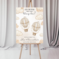 Beige Hot Air Balloons Twin Gender Reveal Welcome Board Sign | Personalised Twin Gender Reveal Board | Party Sign | A4, A3, A2