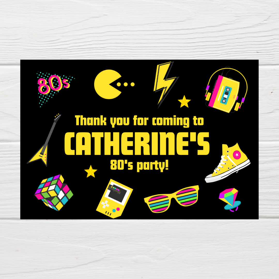 Rectangle Stickers | Party Stickers | 80's Party Stickers | Party Bag Stickers
