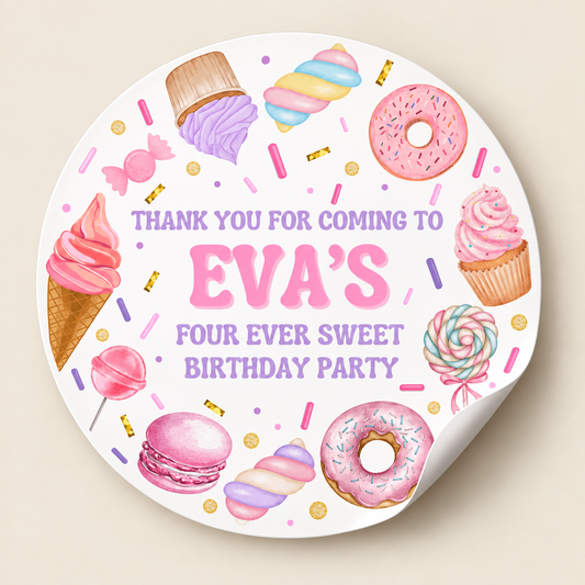 Sweet Candy Stickers | Various Sizes | Sweet Candy Party Supplies | Sweet Candy Theme Party - Dinky Designs