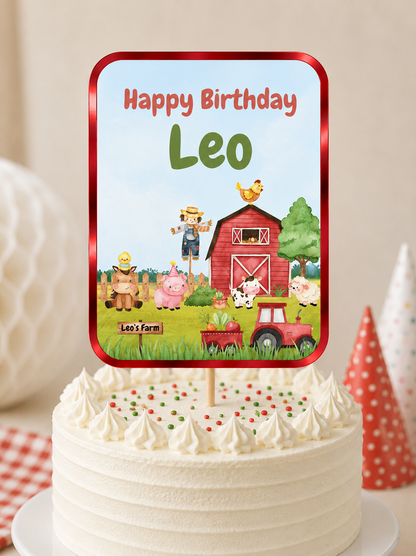 Cake Topper | Personalised Farm Cake Topper | Farm Party Supplies - Dinky Designs