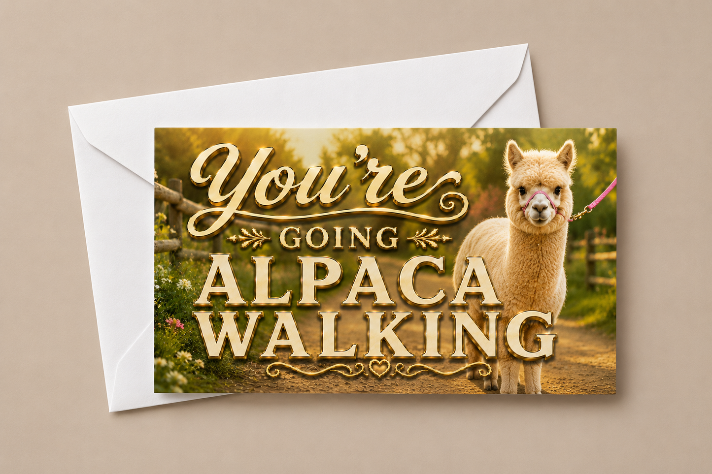 Surprise Ticket Print | You're Going Alpaca Walking | Ticket Pass Voucher Membership | Gift Idea