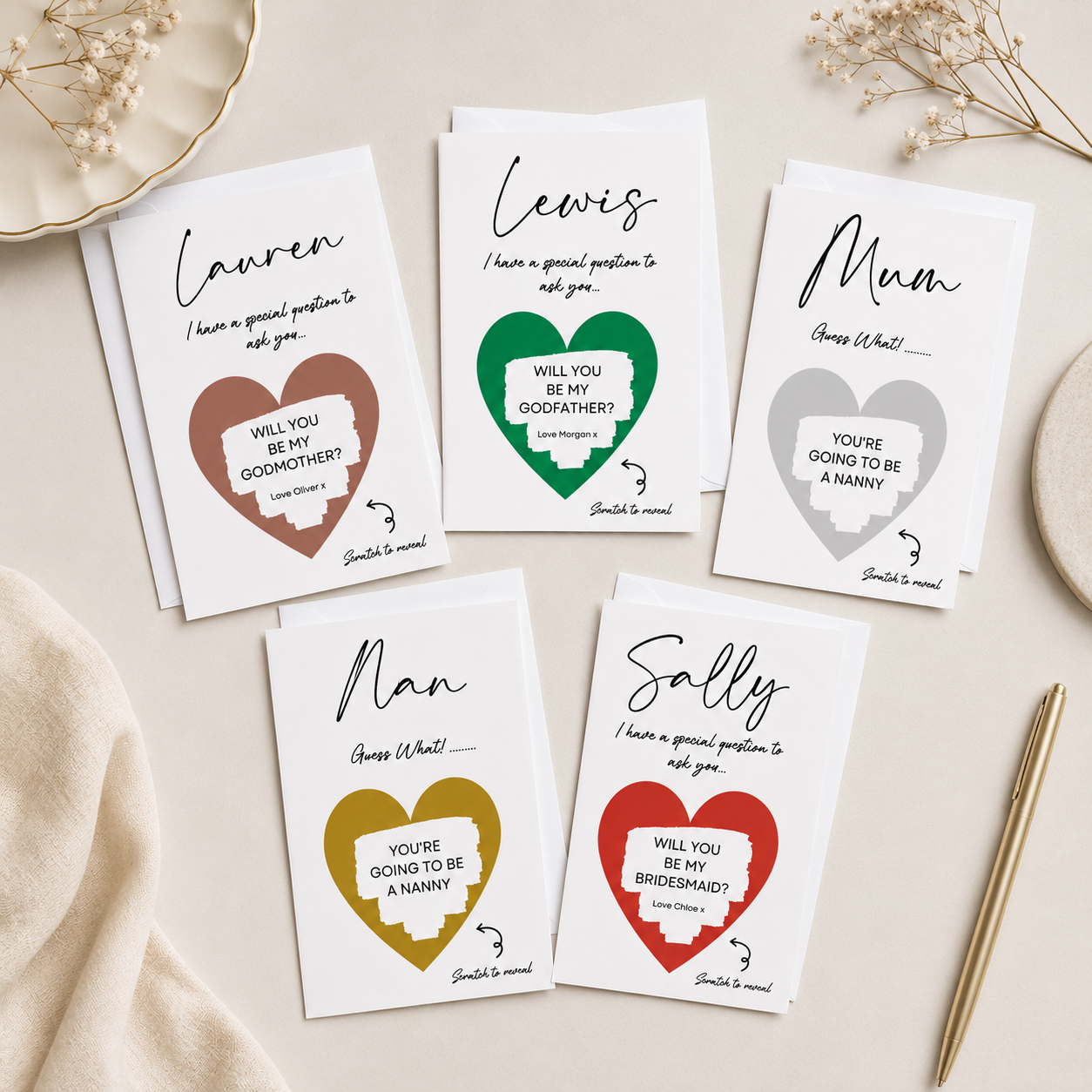 Scratch Card | Surprise Card | Special Question, Guess What? - Scratch Reveal A6 Card - Dinky Designs