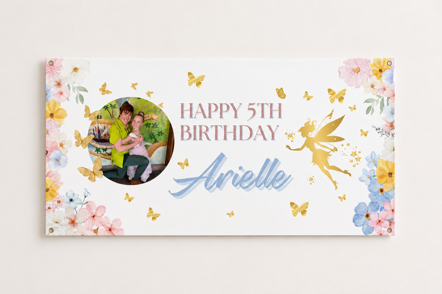 Fairy Photo Banner | Personalised Photo Fairy Party Banner | Fairy Theme - Dinky Designs