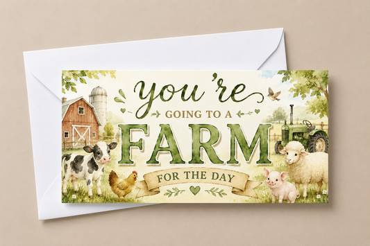 Surprise Ticket Print | You're Going To A Farm For The Day | Ticket Pass Voucher Membership | Gift Idea