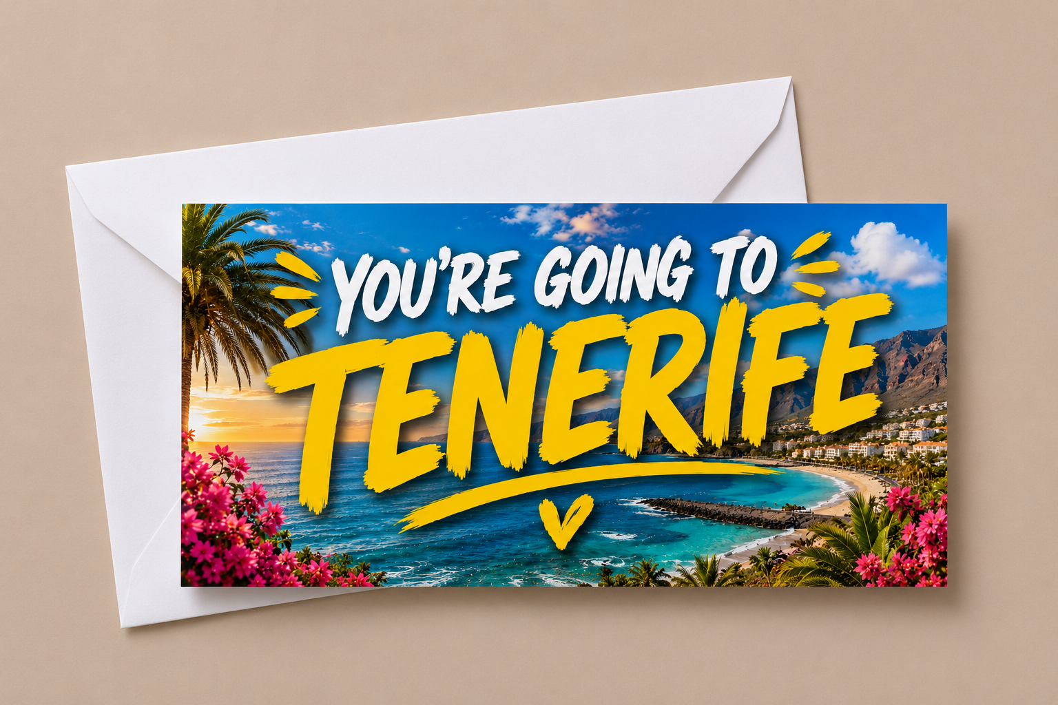 Surprise Ticket Print | You're Going To Tenerife | Ticket Pass Voucher Membership | Gift Idea - Dinky Designs