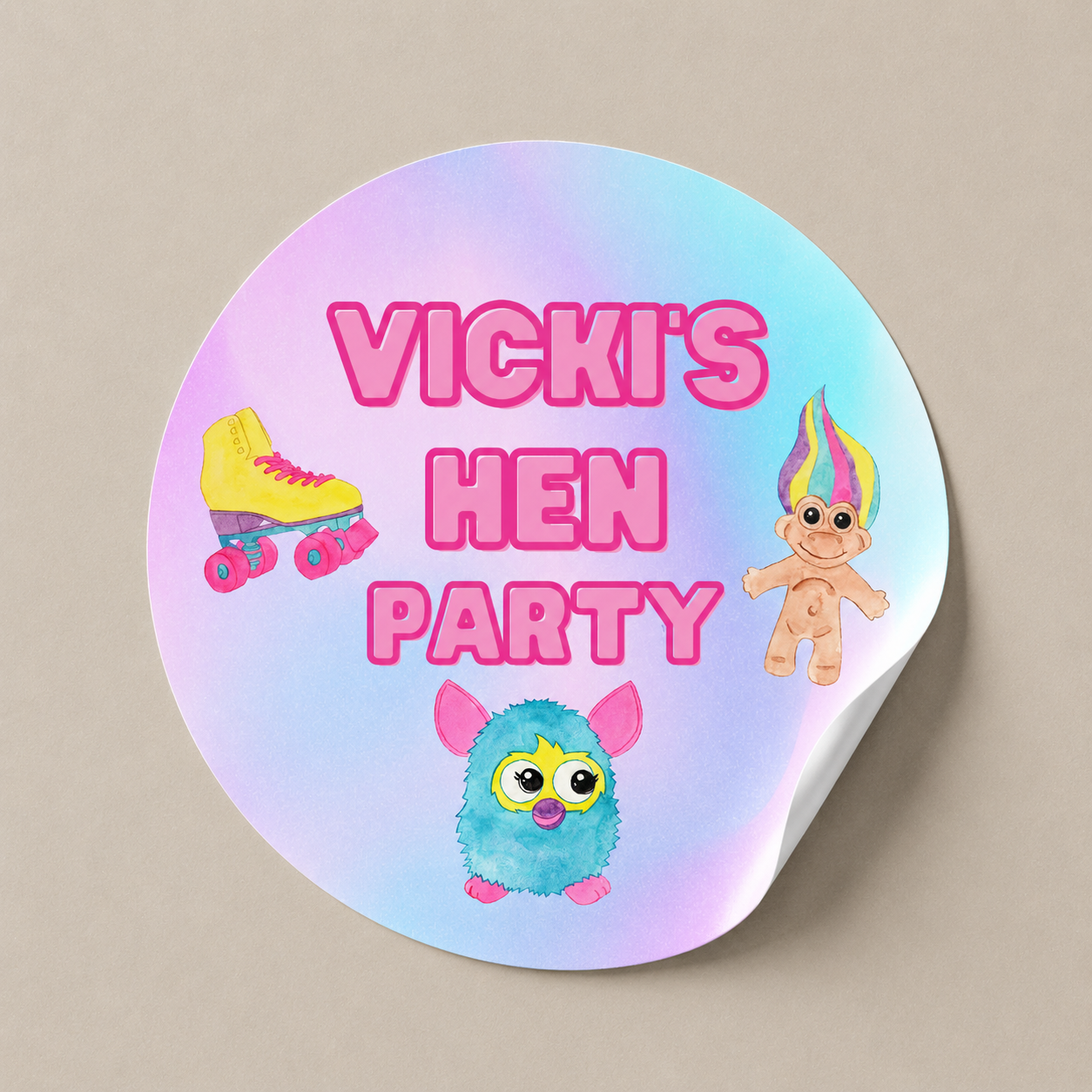 90's Theme Birthday, Hen Party Stickers | Sticker Sheet | 90's Theme Birthday Hen Party Stickers - Dinky Designs
