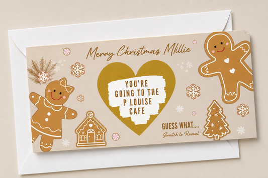 Gingerbread Surprise Christmas Ticket Print | Personalised Gingerbread Christmas Ticket | Christmas Scratch Reveal | Gift Idea - Dinky Designs