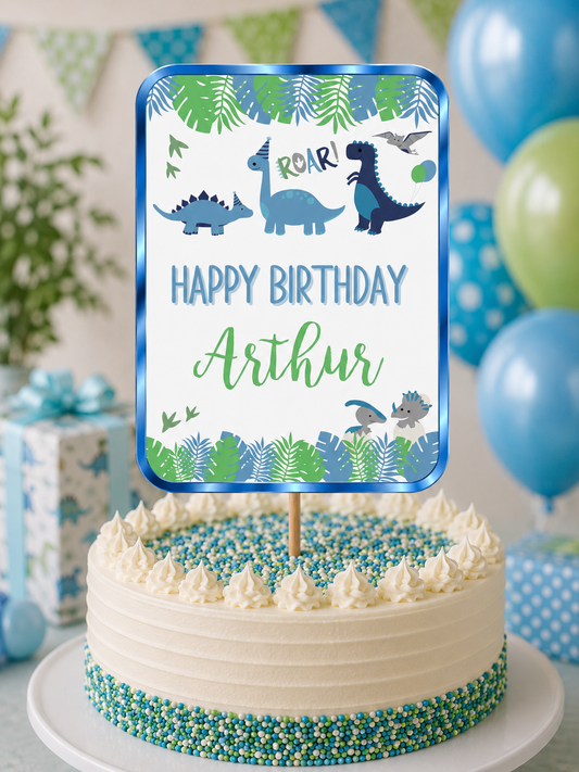 Cake Topper | Personalised Dinosaur Cake Topper | Dinosaur Party Supplies