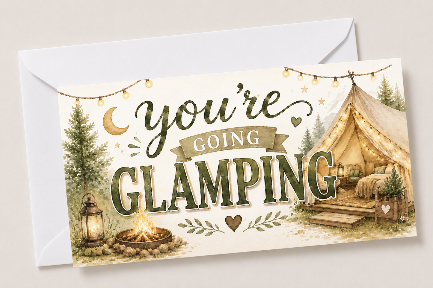 Surprise Ticket Print | You're Going Glamping Ticket Pass Voucher Membership | Gift Idea