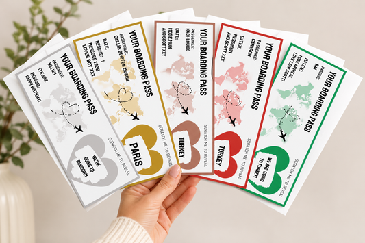 Surprise Ticket Print | Personalised Boarding Pass Ticket | Holiday Destination Scratch Reveal | Gift Idea - Dinky Designs