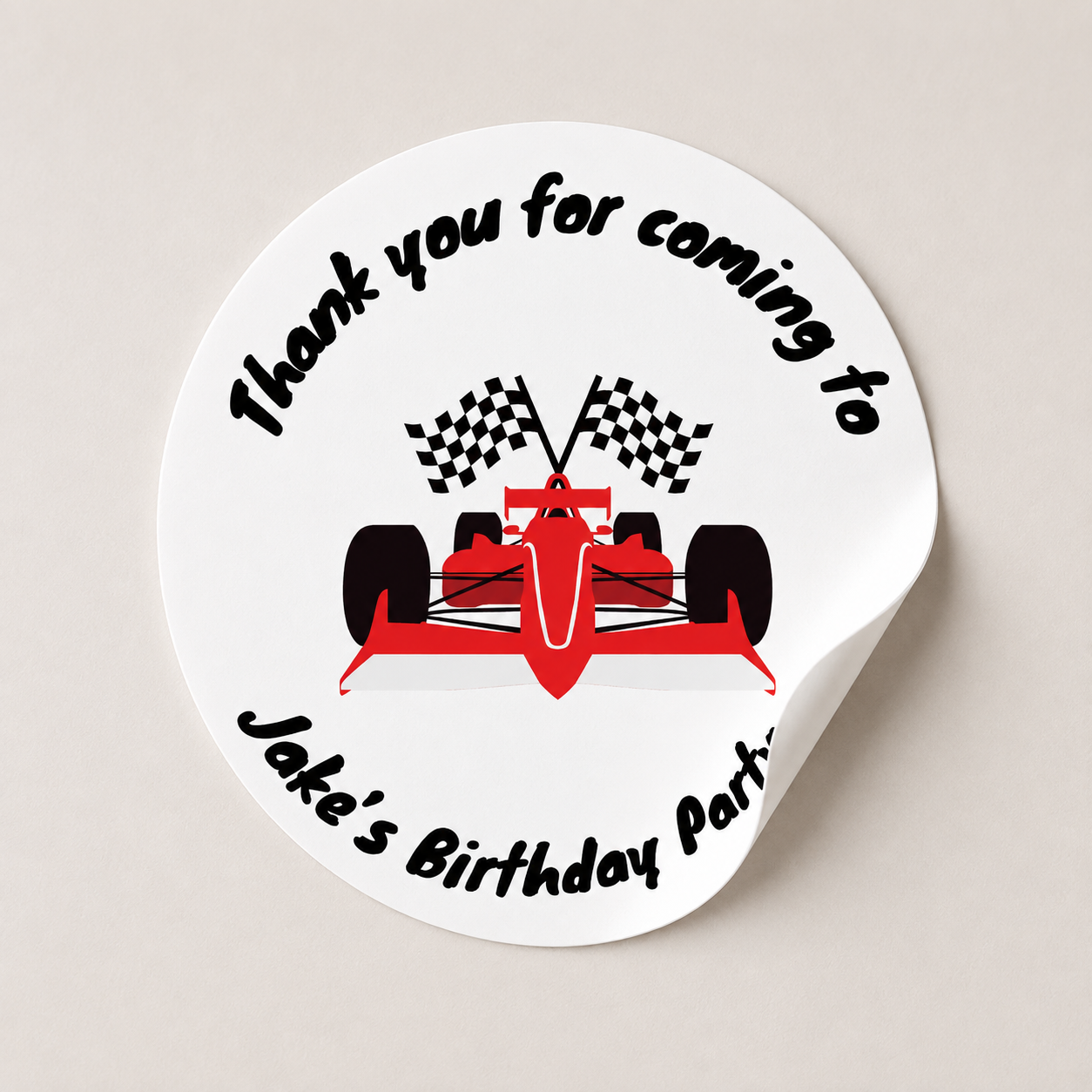 Racing Car Party Stickers | Circle Stickers | Sticker Sheet | Party Stickers | Racing Car Party Theme - Dinky Designs