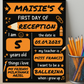 Children's Orange Print | First Day Of School Photo Prop | Laminated Keepsake