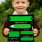 Children's Green Print | First Day Of School Photo Prop | Laminated Keepsake