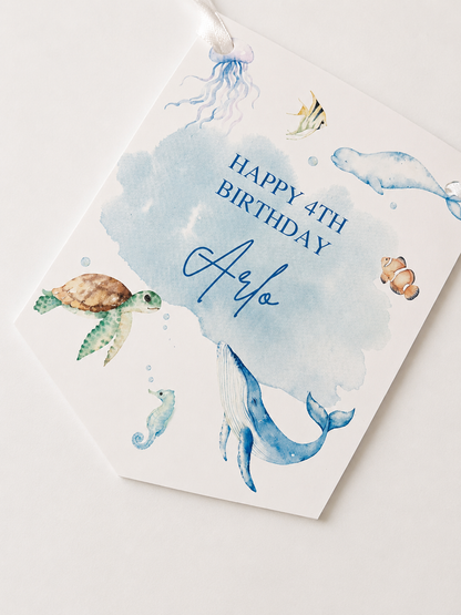 Party Bunting | Personalised Under The Sea Birthday Party Bunting | Under The Sea Party Banner - Dinky Designs