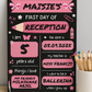 Children's Pink Print | First Day Of School Photo Prop | Laminated Keepsake