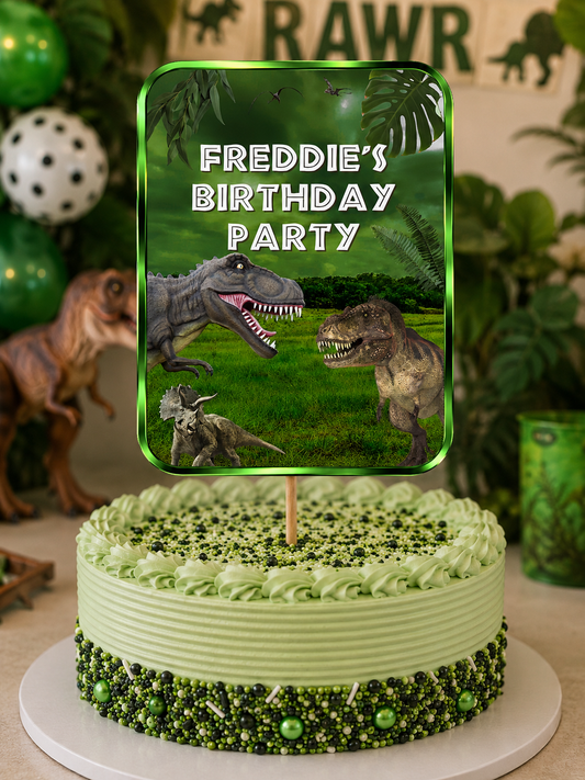 Cake Topper | Personalised Dinosaur Jurassic Cake Topper | Dinosaur Party Supplies