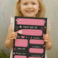 Children's Pink Print | First Day Of School Photo Prop | Laminated Keepsake