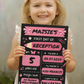 Children's Pink Print | First Day Of School Photo Prop | Laminated Keepsake