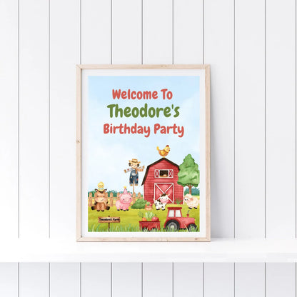 Farm Animal Welcome Board Sign | Personalised Birthday Board | Birthday Party Sign | A4, A3, A2 - Dinky Designs