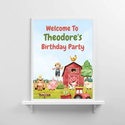 Farm Animal Welcome Board Sign | Personalised Birthday Board | Birthday Party Sign | A4, A3, A2 - Dinky Designs