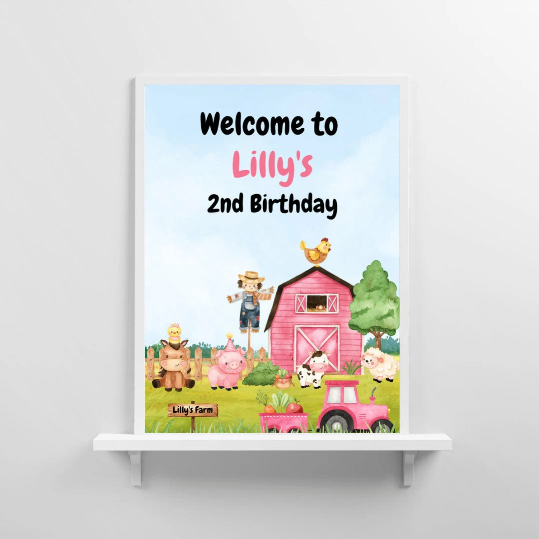 Farm Animal Welcome Board Sign | Personalised Birthday Board | Birthday Party Sign | A4, A3, A2 - Dinky Designs