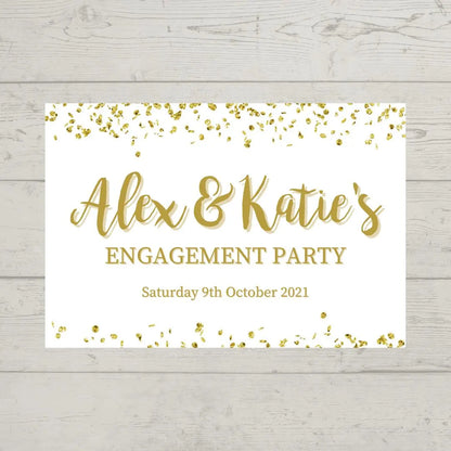 Rectangle Stickers | Gold & White Glitter Effect Party Stickers | Birthday, Baby Shower, Christening, Wedding, Engagement, Hen Party Stickers | Party Bag Stickers